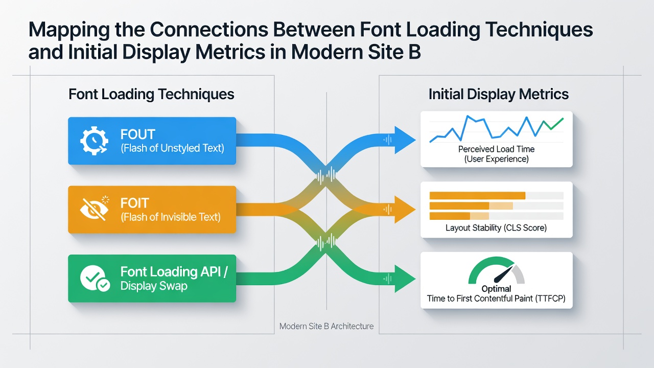 Chart showing empirical data on how different font-display values and preload usage affect Largest Contentful Paint and Cumulative Layout Shift across sample sites